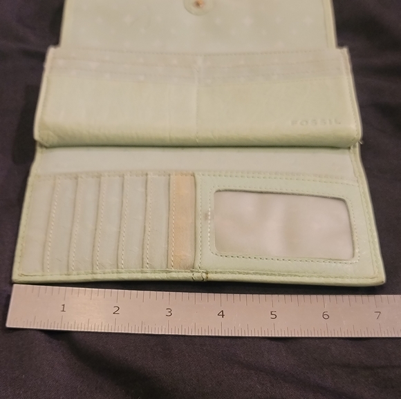 FOSSIL Marlow Green Leather Multifunction Trifold Wallet - Picture 7 of 12